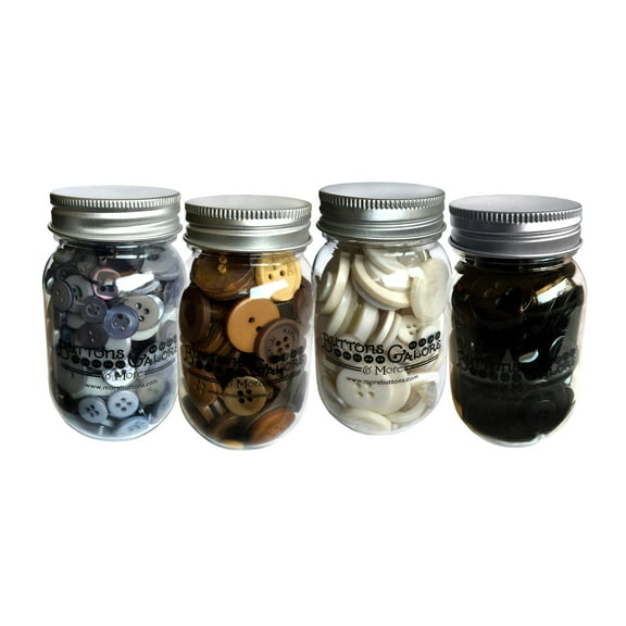 Buttons Galore 700 Neutral Color Craft & Sewing Buttons in Mason Jar