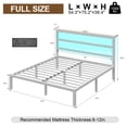 thumbnail image 3 of E-motie Full Size Bed Frame with Storage Headboard, Heavy Duty Platform Bed Frame with Charging Station and LED Light, Easy to Assemble, No Box Spring Required, White, 3 of 8