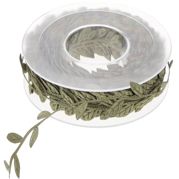SEWOART Dark Green Decorative Leaf Ribbon for Crafting and Embellishments, 1 Pack - Ideal for Wrapping and Floral Arrangements