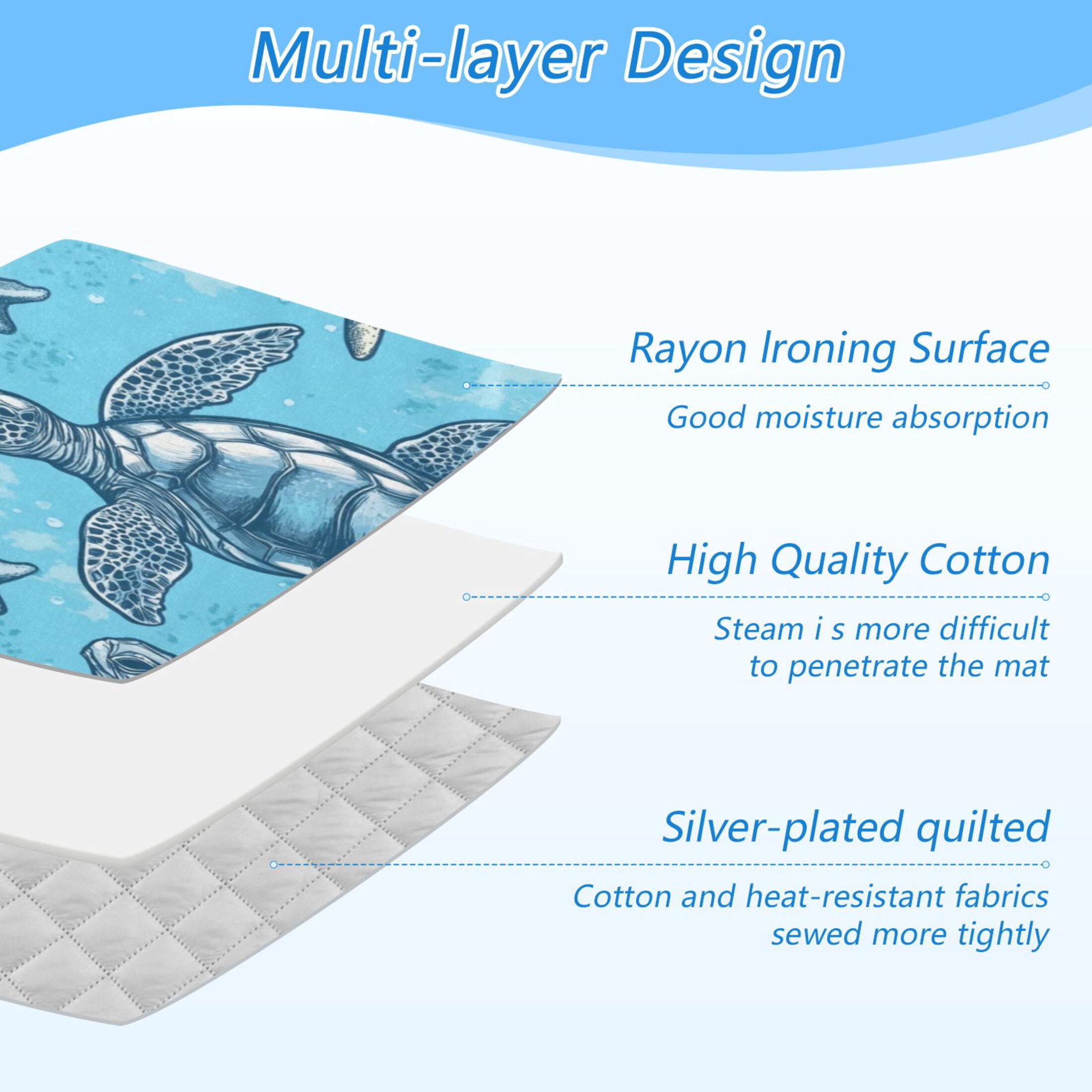 Ironing Mat Portable Ironing Blanket for Table Top Travel Ironing Pad for Washer Dryer 27.6" x 47.2" Sea Turtles and Starfish Pattern