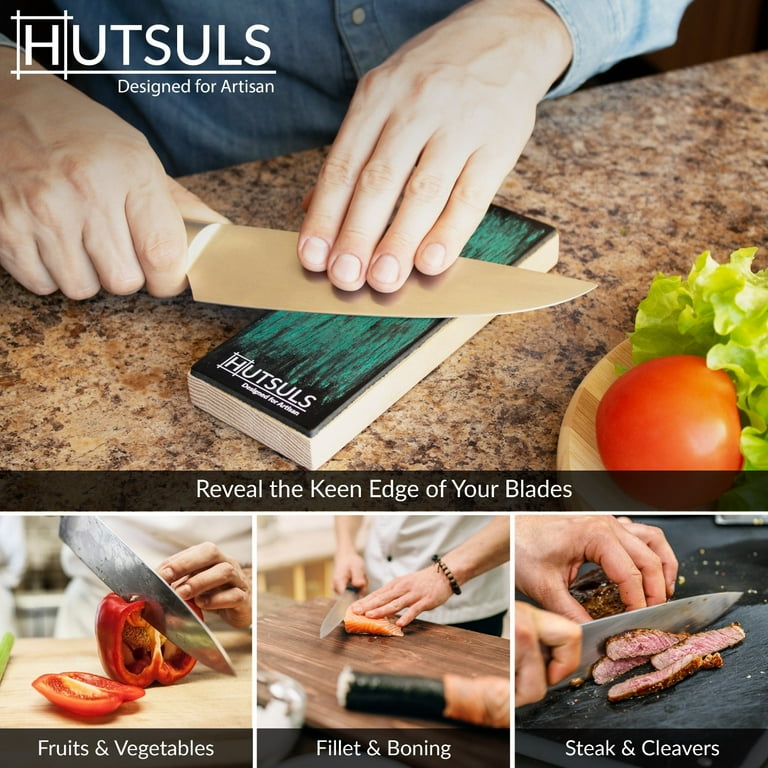 Hutsuls Leather Strop for Knife Sharpening - Get Razor-Sharp Edges with 3  x 9 Double Sided Paddle Strop Block, Easy to Use Knife Strop with