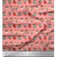 thumbnail image 1 of Soimoi Orange polyester Crepe Fabric Animal Face,Cap & Muffler Winter Theme Fabric Prints By Yard 52 Inch Wide, 1 of 1