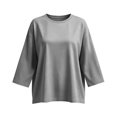 thumbnail image 3 of Hurxie Womens T-Shirt Casual 3/4 Sleeve Boxy Tops Loose Fit Crew Neck Basic Shirts Gray,L, 3 of 7