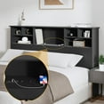 thumbnail image 7 of King Size Headboard only for Bedroom, Stylish King Bookcase Headboard with Built-in Charging Station & 2 LED Lights, Noise-Free King Wood HeadBoard with Storage, Bookshelf Headboard Black, 7 of 7