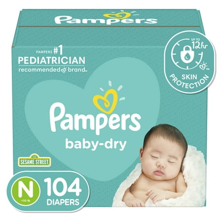 Pampers Baby-Dry Extra Protection Diapers, Size 0, 104 Count