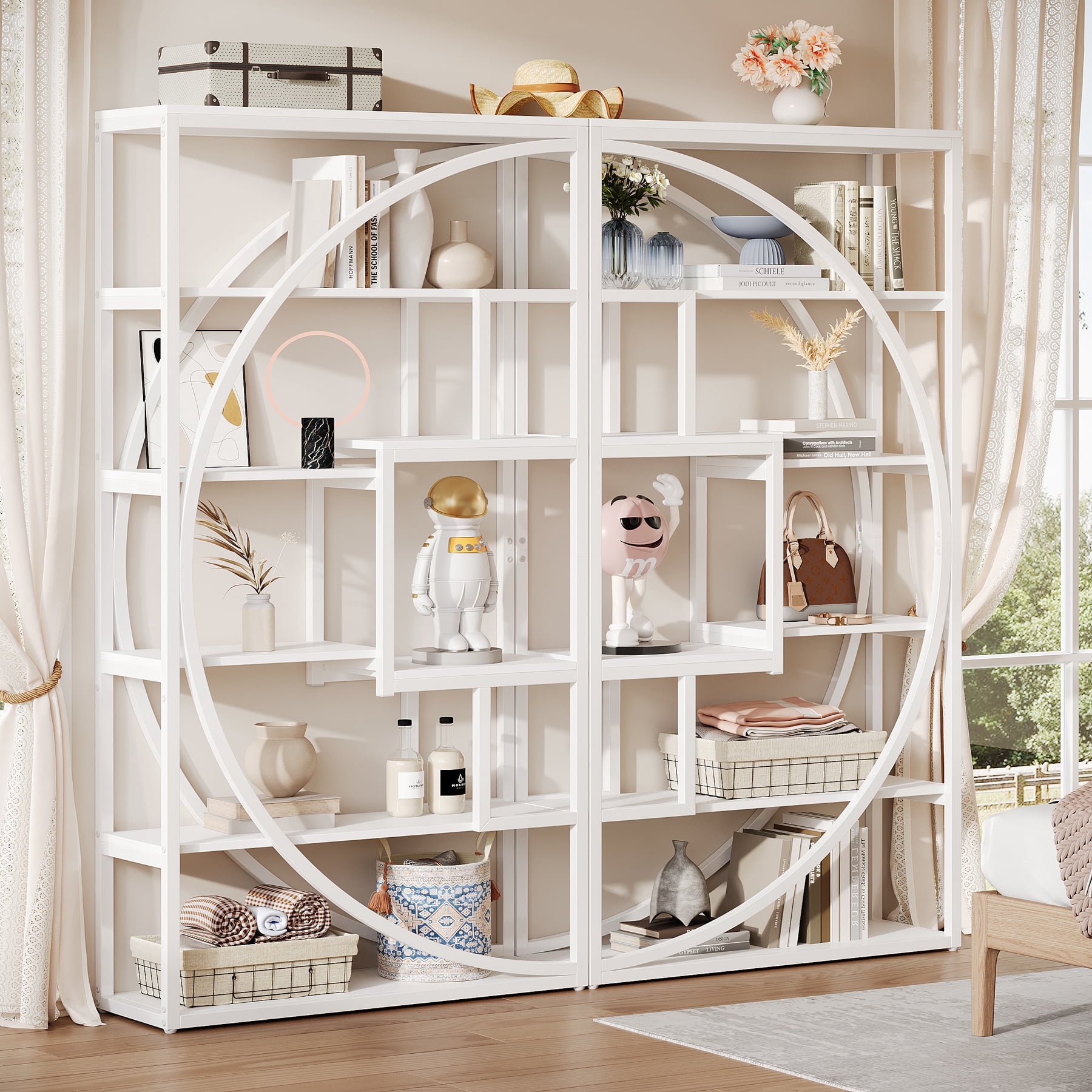 Tribesigns 70.8" Tall Modern Bookshelf, 5-Tier Displaying Bookcases with 8 Open Storage Shelf for Home Office, Living Room, Bedroom, White