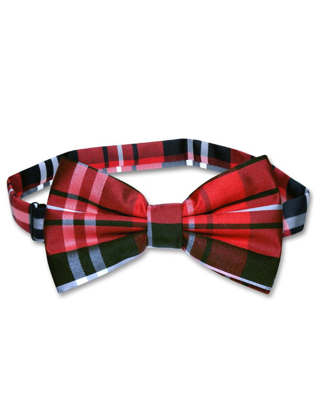 Cummerbund and Hanky Set 15 Tartan-Red/Green/Black Squares Polyester Bow Tie 