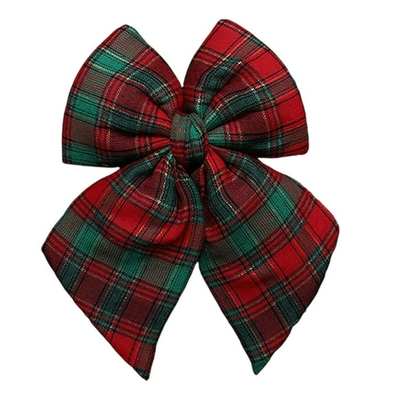 Christmas Bows for Decorations, Elegant Checkered Plaid Ribbon Bow Hanging Ornament for Wreaths, Xmas Tree Garland, DIY Crafts, Wedding Gift, and Indoor Outdoor Holiday Home Decor