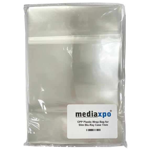 CheckOutStore 100 OPP Plastic Wrap Bag for Slim Blu-Ray Case 7mm