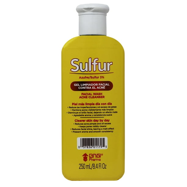 Grisi Sulfur Facial Wash and Cleanser, Reduces Oil Excess Pimples, 8.4