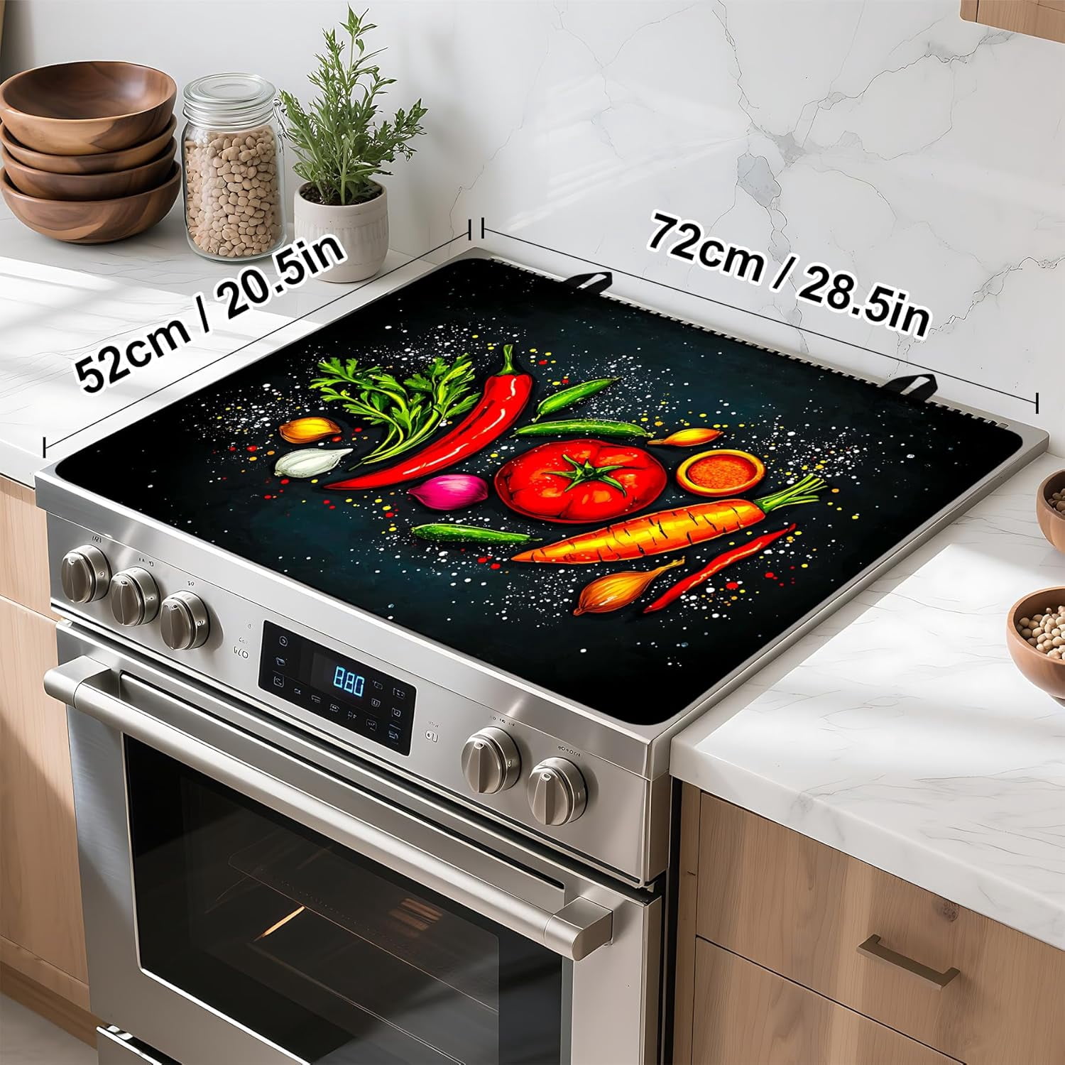 Stove Top Cover Flower Gas Stove Top Cover for Home Decoration Kitchen Pad Non-Stick Washable Cooktop Covers Countertop Protector Keep Stove Clean (Vegetable, 28L"x20W")