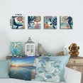 thumbnail image 3 of Coastal Wall Art Beach Decor for Bedroom Bathroom Canvas Prints Navy Blue Whale Poster Artwork Sea Life Aesthetic Painting 8 x 8" 4Pcs Sets Ocean Turtle Octopus Pictures Nursery Home Decoration, 3 of 6