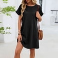 thumbnail image 5 of Hurxie Womens Crochet Swim Cover Up Short Sleeve Waffle Knit Tops Bathing Suit Beach Dress Crew Neck Hollow Out Dresses Black,L, 5 of 6