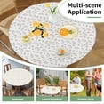 thumbnail image 3 of Tcwhniev Indoor Outdoor Round Fitted Vinyl Tablecloth, Flannel Backing, Elastic Edge, Waterproof Wipeable PVC Table Cover, Small Leaf Pattern, for Table of 43-55’’ Diameter, 3 of 9