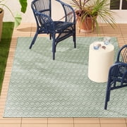 NICOLE MILLER NEW YORK Corin Small Diamonds Indoor Outdoor Area Rug, UV Fade Resistant, Low Pile, Seafoam/Cream, 7'10x10'2
