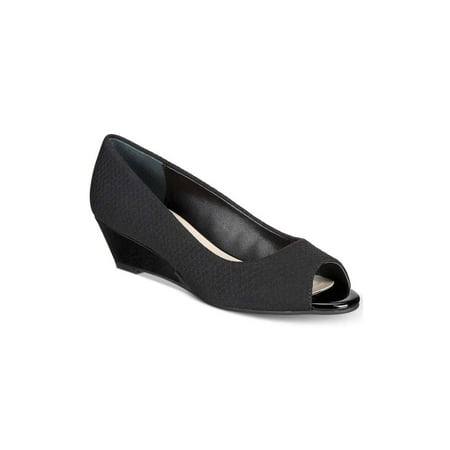 Alfani Womens Cammi 2 Fabric Peep Toe Wedge Pumps