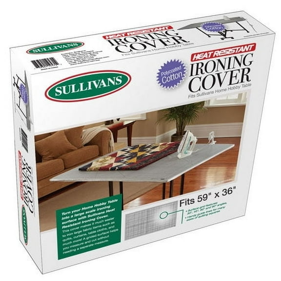 Sullivans Polycoated Heat Resistant Ironing Cover for Home Hobby Table, 59" x 36"