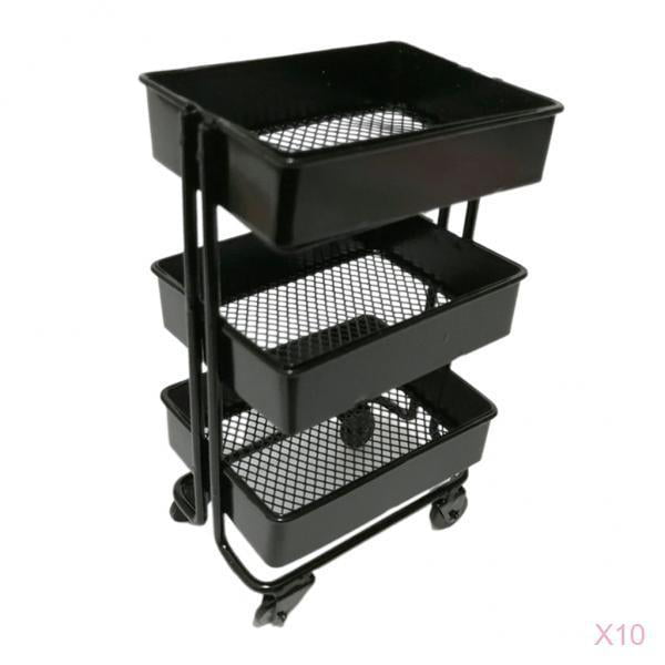 1/12 Metal Storage Shelf with Wheels Doll House Furniture Accessory 