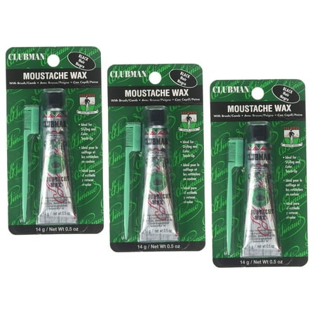 Clubman Moustache Wax Hang Pack 0.5 oz - Black (070622) x 3