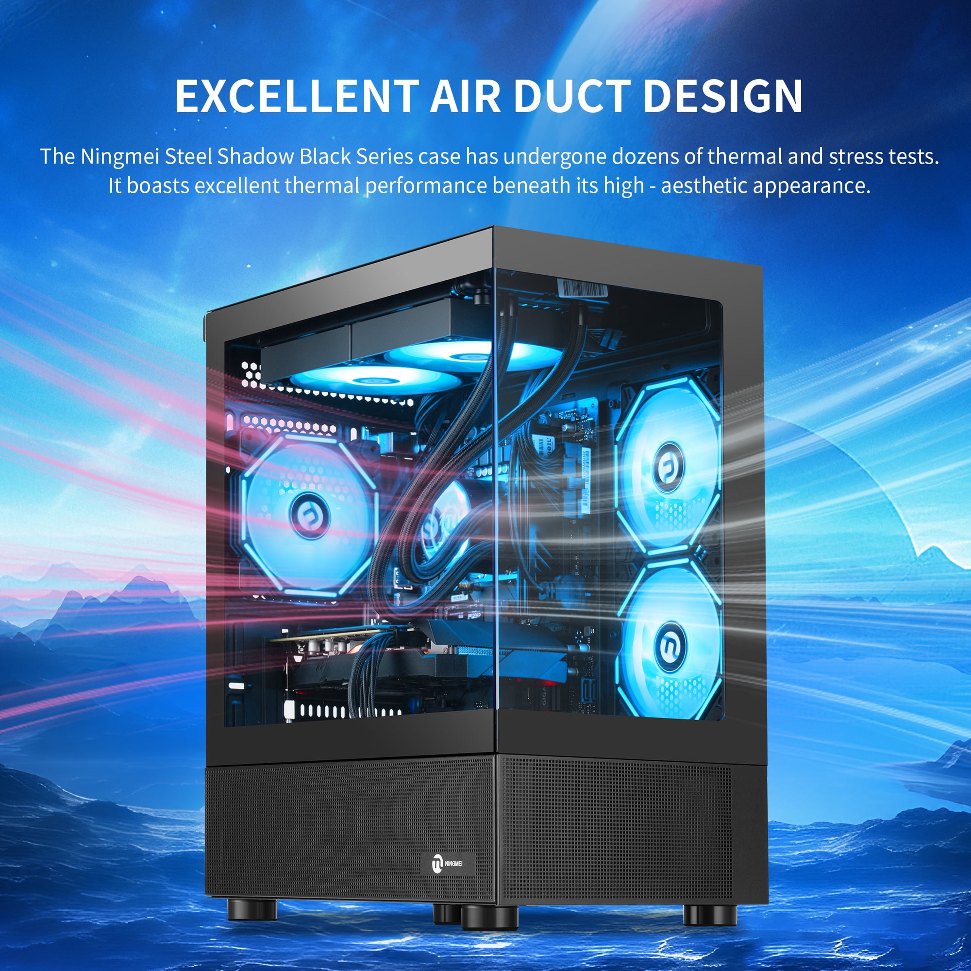 Ningmei Lumishore Gaming PC AMD Ryzen 7 5700X NVIDIA RTX 5060 16GB RAM 1TB SSD Windows11 PC Gaming Black