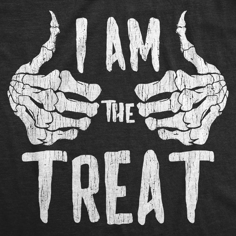 The Tshirt Mens Treat Funny Tees Treat Graphic Tee Or Black) Trick Halloween (Heather L - Am I