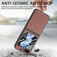 thumbnail image 3 of Compatible with Samsung Galaxy Z Flip 5 Case, Luxury Hinge Protection + Steel Screen Cover Drop-Resistance Ultra Slim Bumper Frame Folding Case for Samsung Galaxy Z Flip 5 5G, Brown, 3 of 8