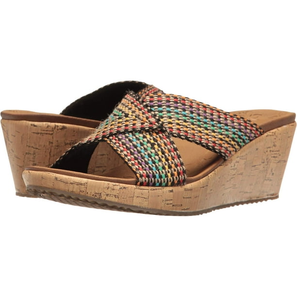 Sandalia con cuña Skechers Beverlee Delieted para mujer, multicolor