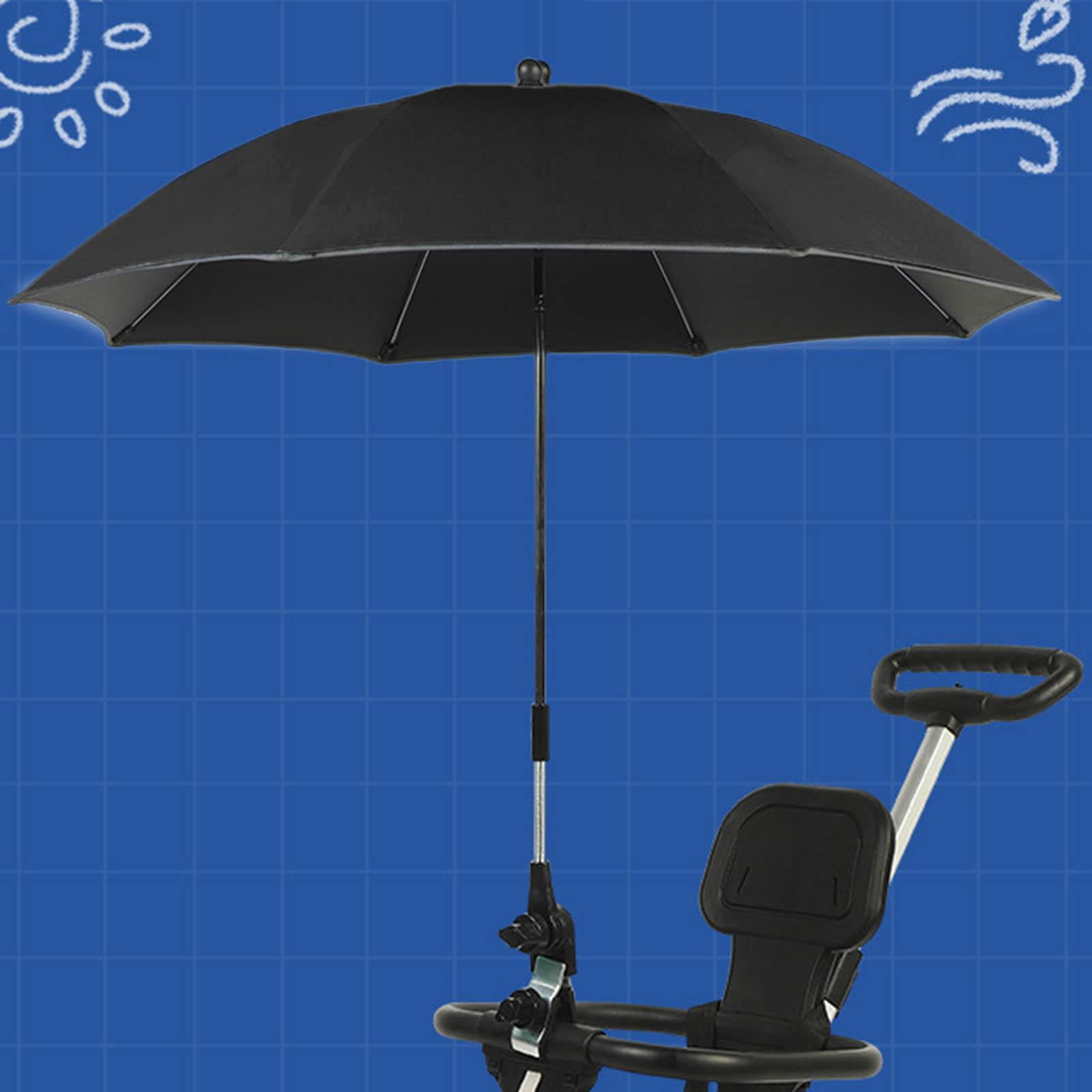 LeeQinersw Universal Stroller Umbrella with UV , Baby Stroller Parasol 85cm/33.5in with Umbrella Clip, 36 Degree Adjustable for Beach Chairs , Black