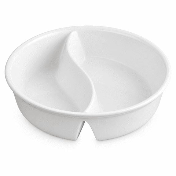ABCISI 7inch Ceramic Divided Bowl, S-Shaped Two Compartments Anti Soggy Cereal Bowl, Control Plate for Soup Cereal Rice Udon Asian Noodles, Soup and Sandwich Plate Combo
