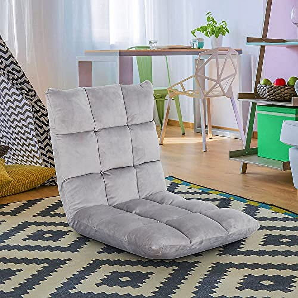 Gaming Floor Chair Adjustable 14-Position Floor Sofa Bed Foldable Floor Cushions Seating Video Game Chairs Bean Bag Chair Reading Chair for Adults - Teens for Bedroom Living Room Indoor,Grey