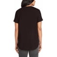 thumbnail image 2 of Matty M Women's French Terry Scoop Roll Cuff Neck Tee, 2 of 3