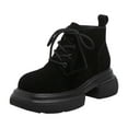 thumbnail image 3 of Platform Chunky Combat Boots for Women Winter Fall Suede Casual Lace up Walking Mid Calf Ankle Booties, 3 of 6