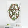 thumbnail image 1 of Pentacle Tapestry, Vine Wreath with Ivy on Intertangled Twigs Forming Pentagram, Fabric Wall Hanging Decor for Bedroom Living Room Dorm, 5 Sizes, Olive Green Jade Green, by Ambesonne, 1 of 1