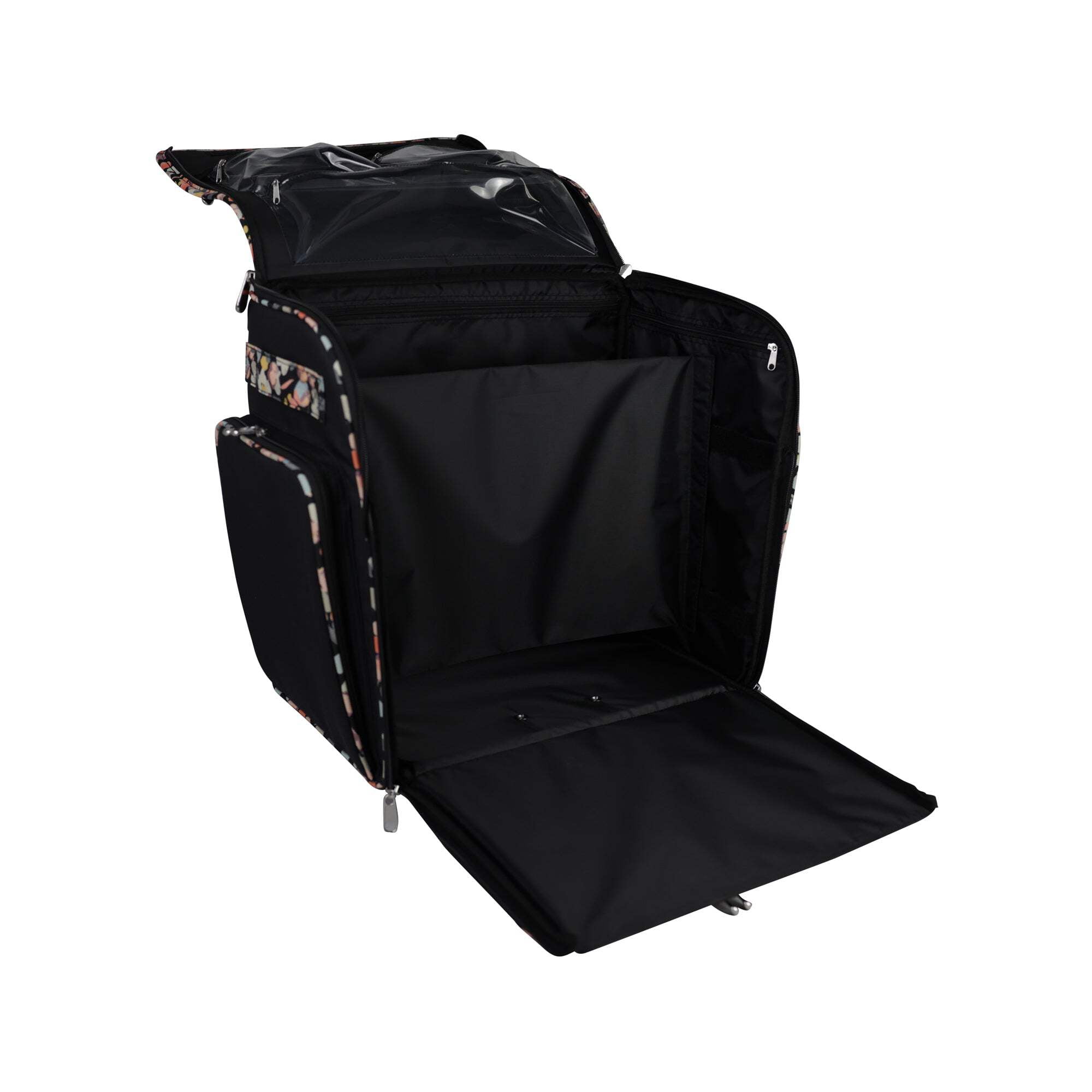 Deluxe Collapsible Rolling Scrapbook Case, Black  Floral