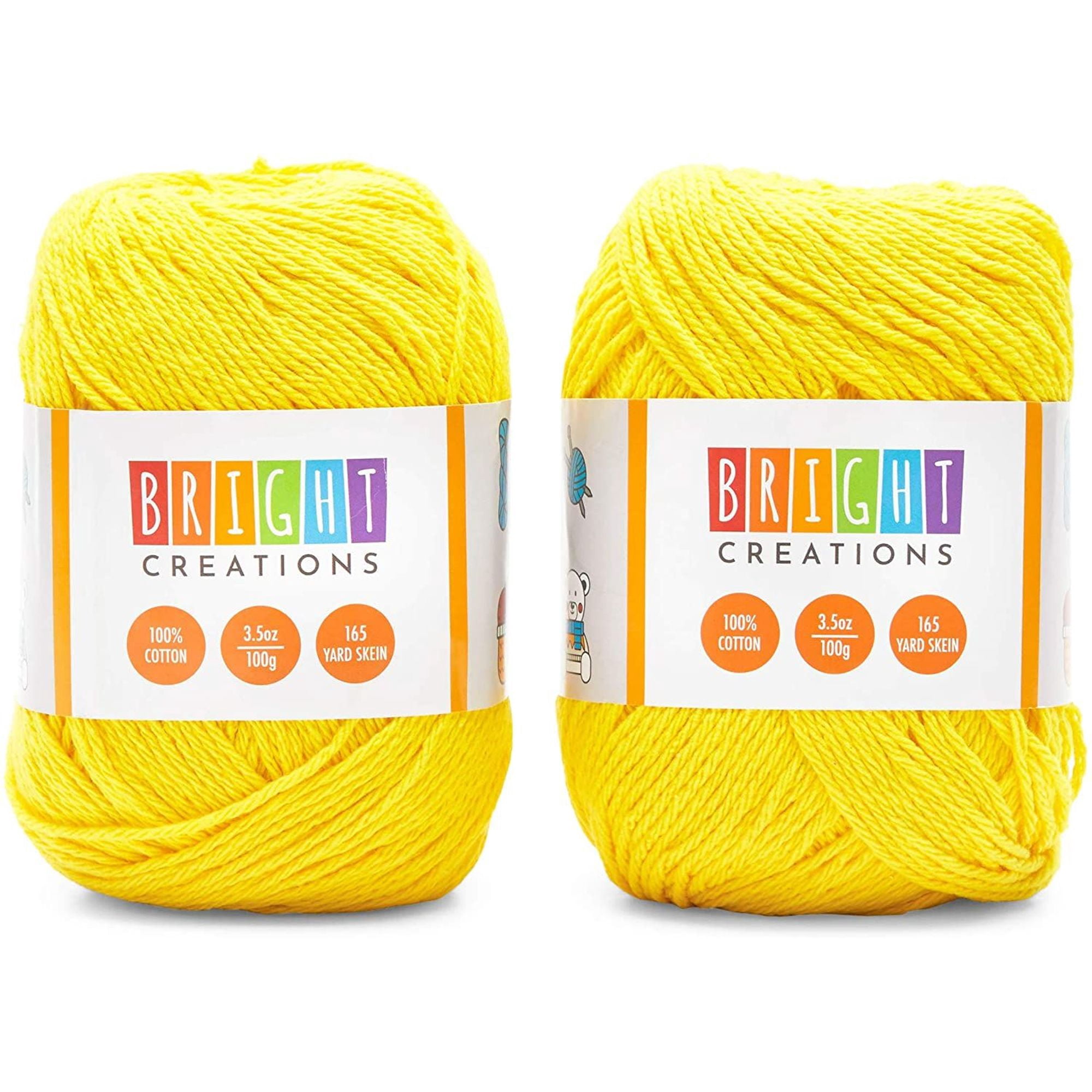 2 Pack 3.5oz Yellow Cotton Yarn Skeins 165 Yards, Knitting and Crochet
