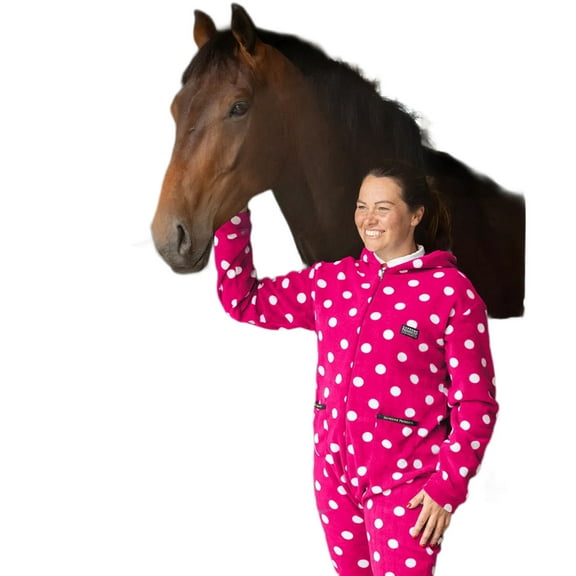 Supreme Products Womens Polka Dot Fleece Jumpsuit