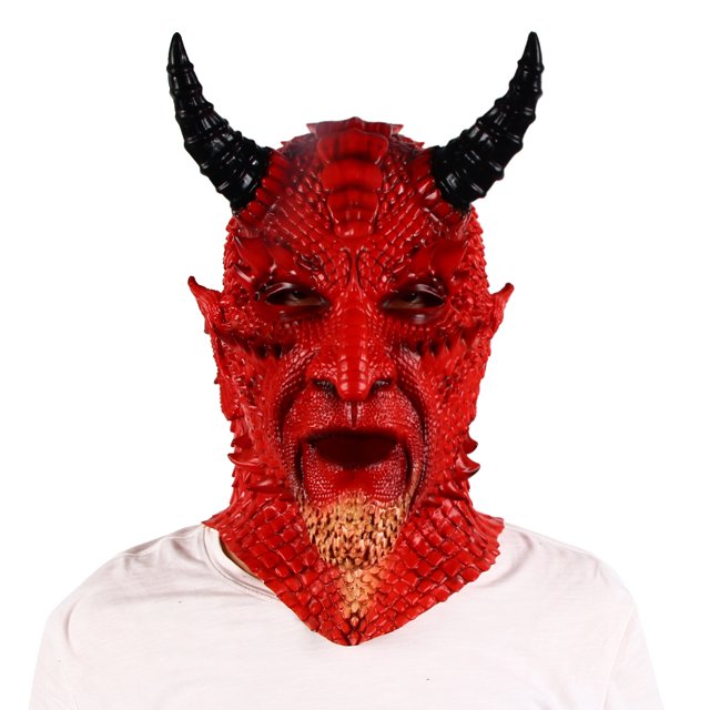 Máscara de látex de terror del rey de las mentiras del diablo malvado para adultos, accesorios para disfraces de Halloween, accesorios para disfraces de demonio