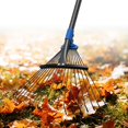 thumbnail image 2 of Rake for Leaves with 18 Metal Tines 10-18" Expandable Head Rakes Adjustable Handle for Lawn Leaf Rake Yard Tools for Collecting Leaves, Grass Clippings, Garbage Blue, 2 of 9