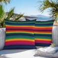 thumbnail image 5 of Mexican Colorful Outdoor Pillow Covers Set of 2 Striped Modern Horizontal Stripes Waterproof Throw Pillow Case Decorative Square Cushion Cover for Patio Couch Garden Balcony, 26"x26", 5 of 9
