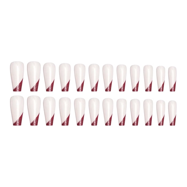 Seitruly Uñas postizas de ataúd, estilo francés clásico, uñas a presión, cubierta completa, punta de uñas, pegatinas de manicura de viscosidad Arte de uñas Tipo 10 Seitruly CE012296-10B