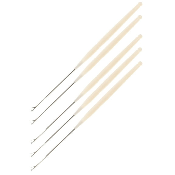 DRAFIDEEP 5Pcs Bead Needles for Jewelry Makers Practical Design Long and Thin Beige Silver 16x0.5cm Plastic
