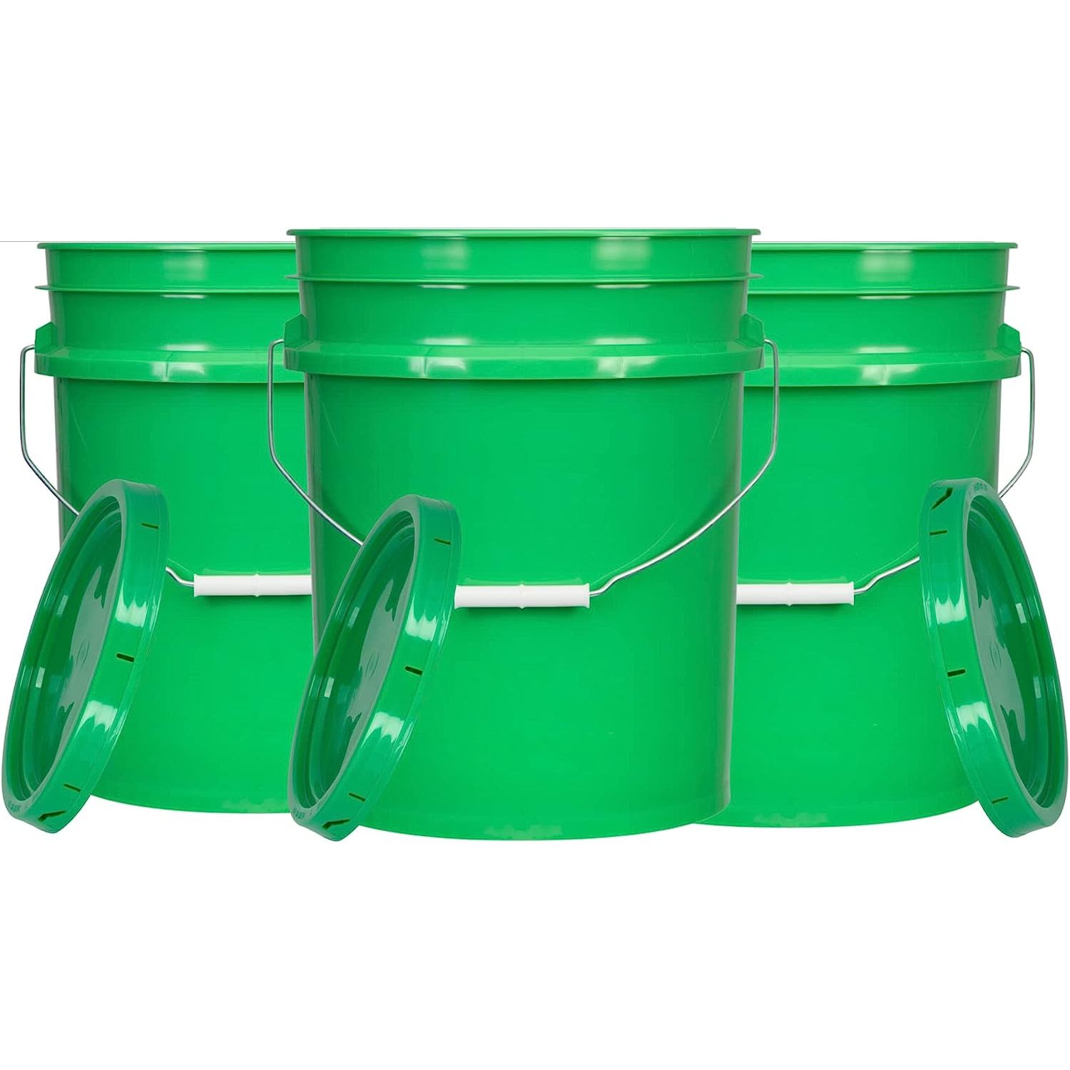 HYYYYH 5 Gallon Plastic Bucket Food Grade BPA Free, 90mil Green Pail