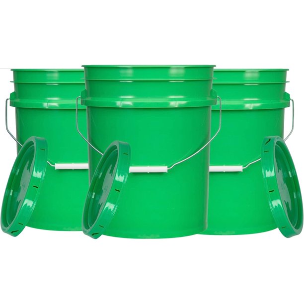 HYYYYH 5 Gallon Plastic Bucket Food Grade BPA Free, 90mil Green Pail