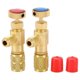 thumbnail image 1 of Scienceny Paquete de 2 válvulas adaptadoras de seguridad R22 universales, válvula de llenado de refrigerante, convertidor de rosca de manguera, Válvulas, 1 of 6
