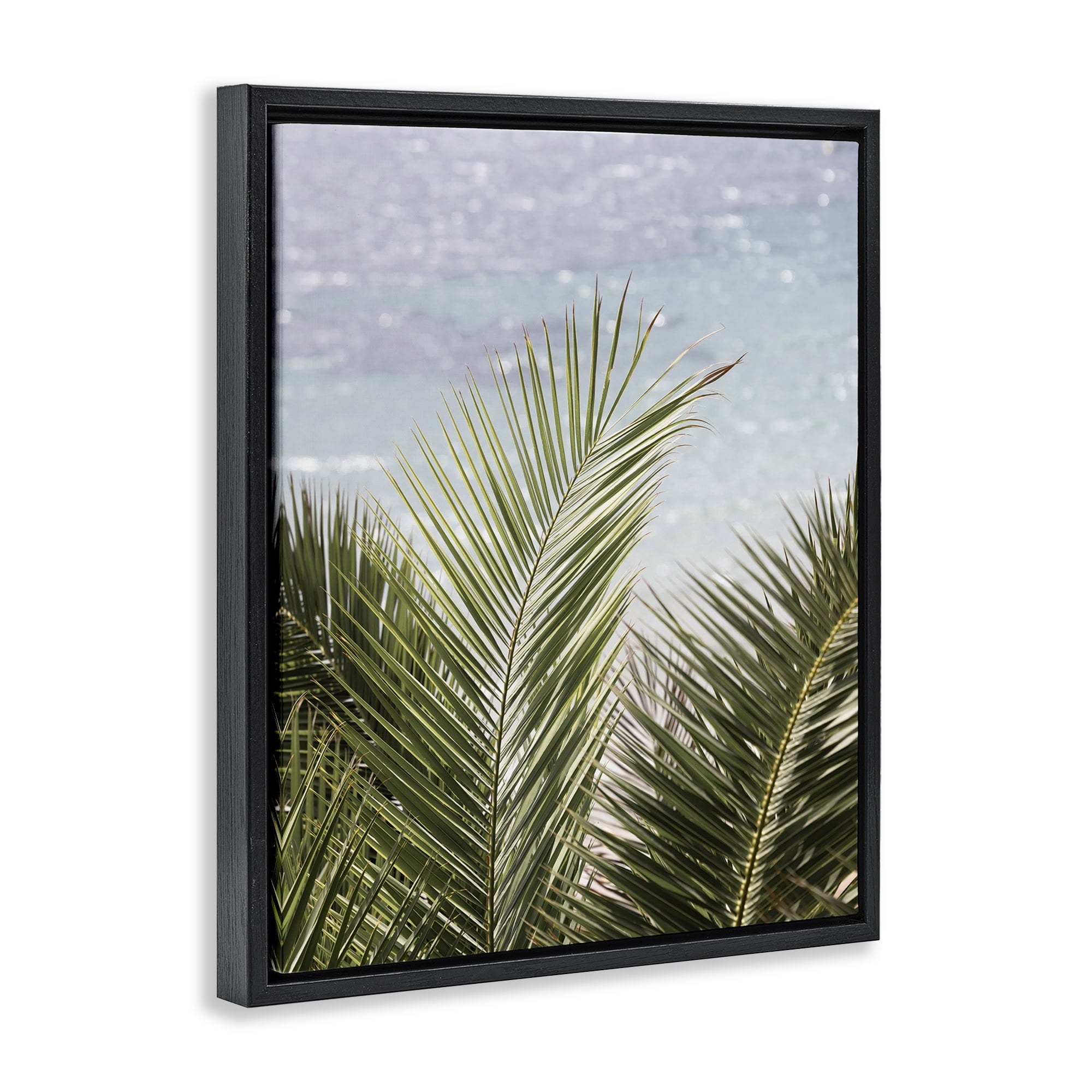 Stupell Industries Graceful Palms by Sea Nautical & Beach Photography Black Floater Framed Canvas Art Print Wall Art, 25 x 31