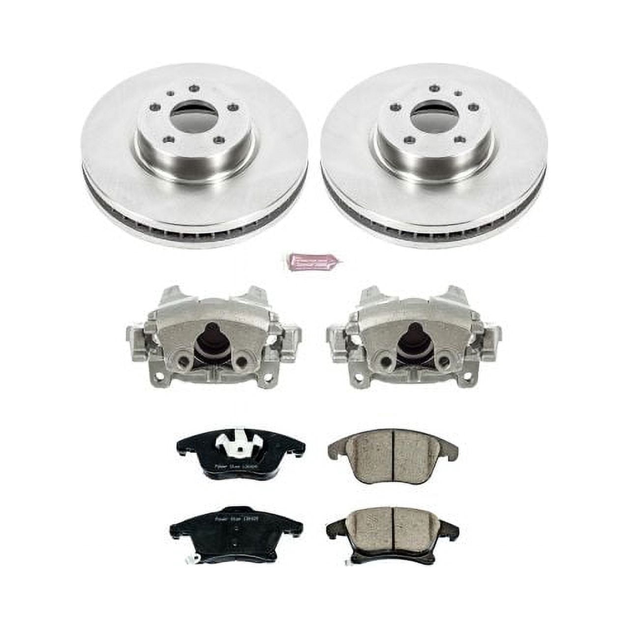 PowerStop Front Stock Replacement Brake Pad and Rotor Kit with Calipers Fits: FORD LINCOLN Select Models KCOE6399