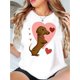 thumbnail image 1 of Creative Heart-Shaped Dog Pattern Printed Women'S Trendy Round Neck Short Sleeve, Simple Casual Sports T-Shirt, Comfortable Summer Top for Women During Holidays., 1 of 6