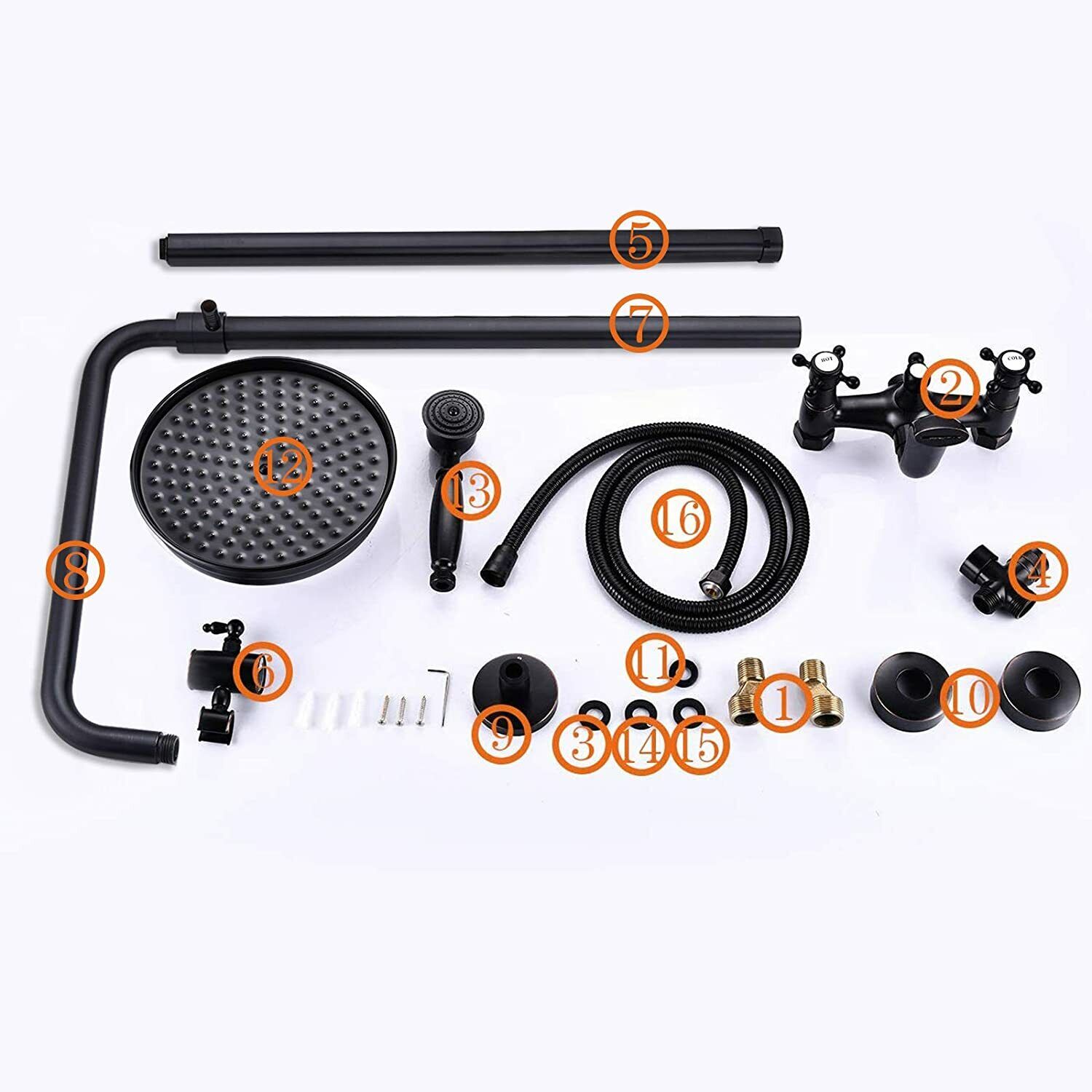 Shower Fixture Oil Rubbed Bronze Bathroom Shower Faucet Set Rainfall 8 Inch Shower Head Mixer Double Kn