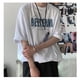 thumbnail image 3 of Camiseta de media manga para hombre Ticfox con Impresión de Letras Ajuste Suelto Blanco 2XL, 3 of 12