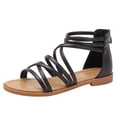 thumbnail image 3 of Sandalias de gladiador para mujer sandalias planas con tiras y cremallera trasera para fiestas y vacaciones, 3 of 9